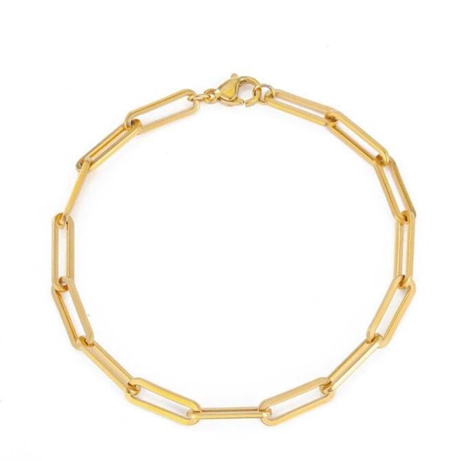 Dainty Paperclip Chain Bracelet: Sterling Silver or Gold Boho Jewelry