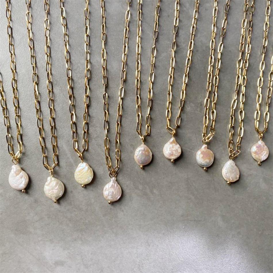 Baroque Pearl Pendant Necklace: Irregular Freshwater Pearl, Layering Chain