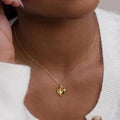 Dainty Birthstone Heart Necklace: Sterling Silver or Gold