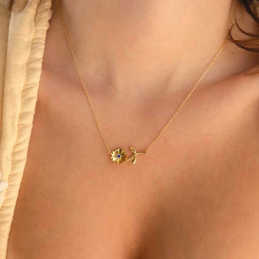 Personalized Birthstone Flower Necklace: Silver & Gold Custom Jewelry