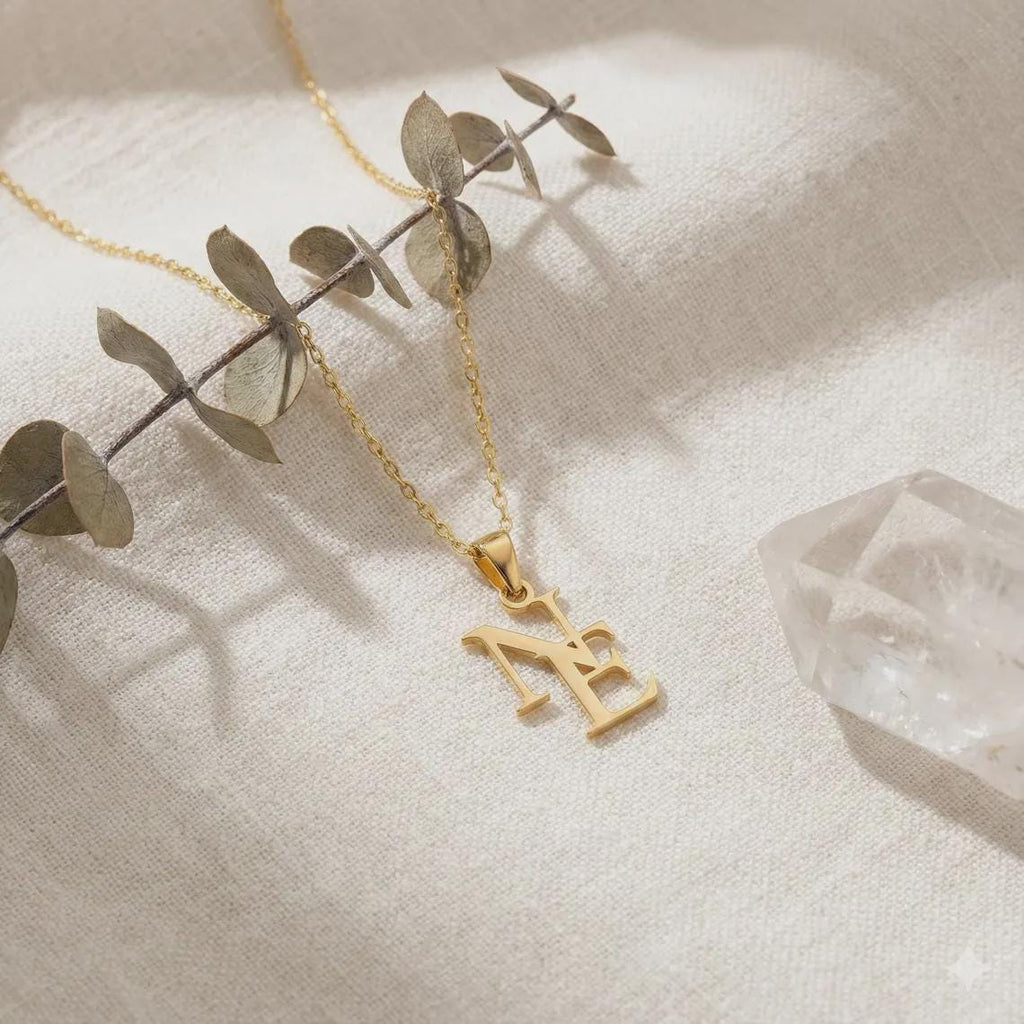 Custom Double Initial Necklace: Two Letter Pendant, Couple's Necklace, Gift for Lover